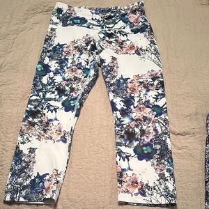 T.J.Maxx Floral Print Pants - White and Blue